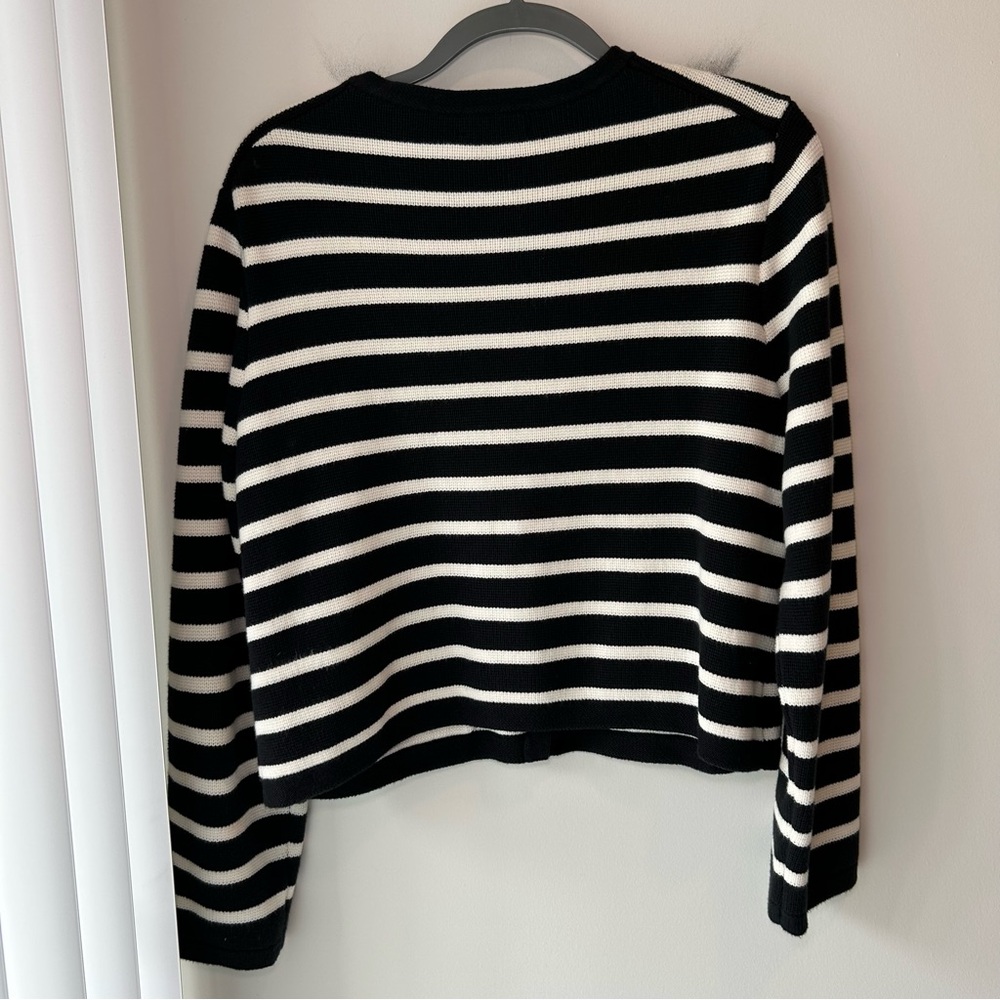 J. Crew Emilie Sweater Lady Jacket Black and White Stripe Size Large - Picture 9 of 9